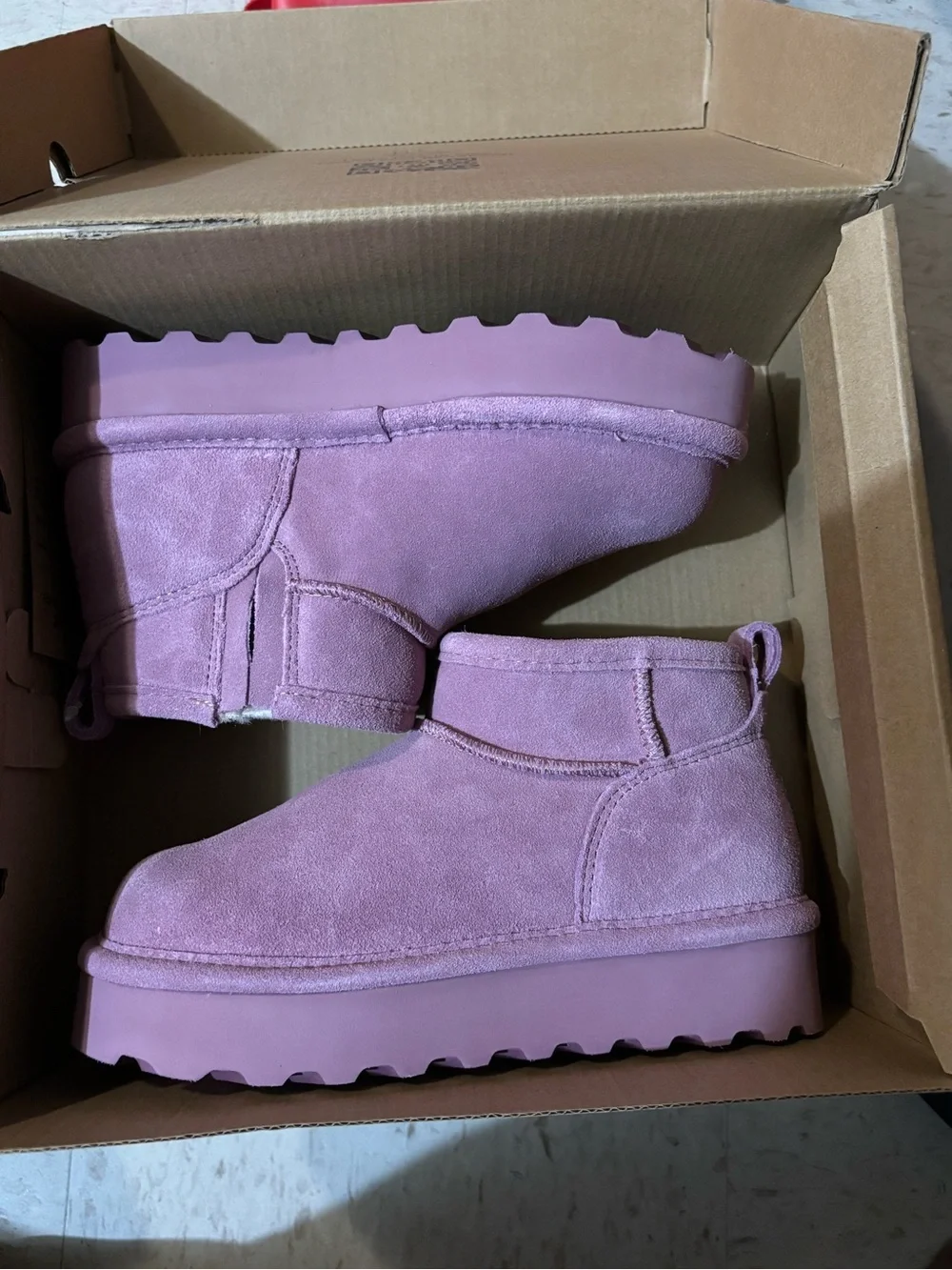 BearPaw Kids Suede Boots in Dusty Rose